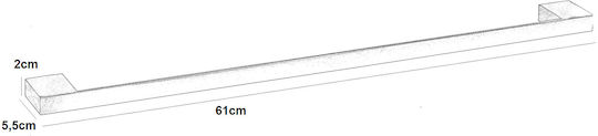 Bronze Art Single Wall-Mounted Bathroom Rail ​61x5cm Inox Gold