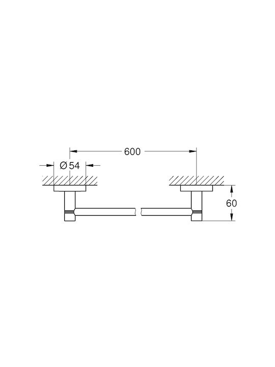 Grohe New Essentials Single Wall-Mounted Bathroom Rail ​60x5.4cm Brushed Warm Sunset