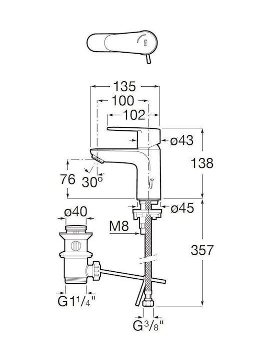 Roca Mixing Sink Faucet Silver