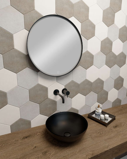 Φωτιζομενος Καθρεφτης Led Standard Μαυρο Πλαισιο Φ60 Bronze Art 60ν7-60-60