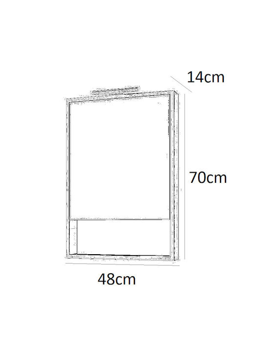 Drop Instinct 55 Rectangular Bathroom Mirror made of Particle Board with Shelf & Cabinet 48x70cm White