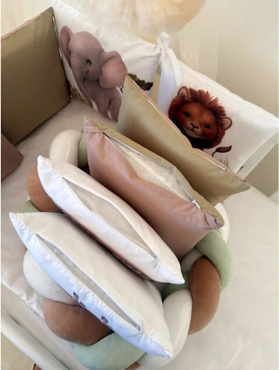 IngVart Baby Bedding Set for Crib White 7 Pieces SETJUNGLE 60*