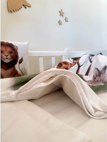 IngVart Baby Bedding Set for Crib White 7 Pieces SETJUNGLE 60*
