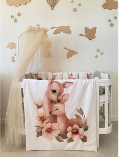 IngVart Baby Bedding Set for Crib White 7 Pieces SETELAFPETAL-60