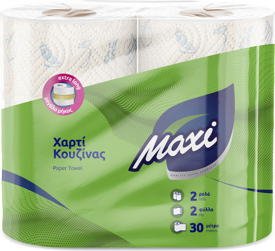 Maxi Extra Long Χαρτί Κουζίνας 2 Ρολά 2 Φύλλων (328gr/Ρολό)