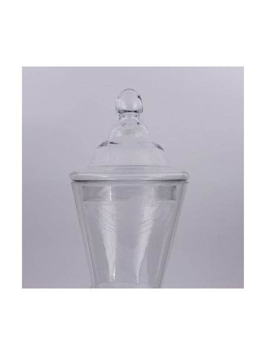 Φοντανιέρα Γυάλινη με Καπάκι 17x17x30cm Διάφανη