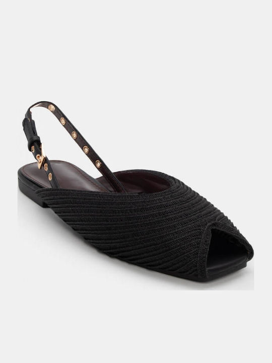 Synthetic Leather Peep Toe Black Low Heels