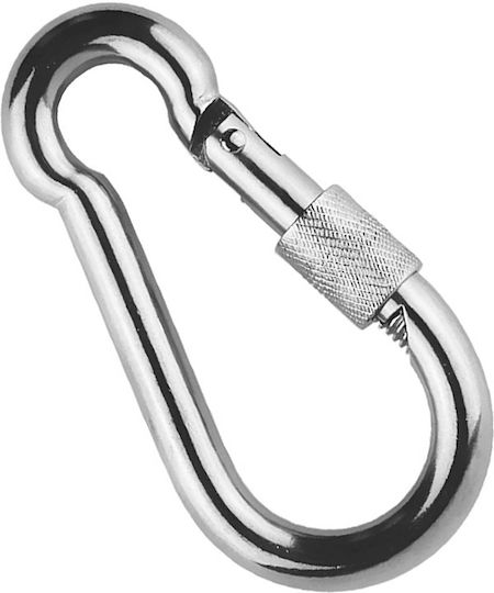 Carabinier cu închidere sigură, placat cu zinc, 80mm Mega