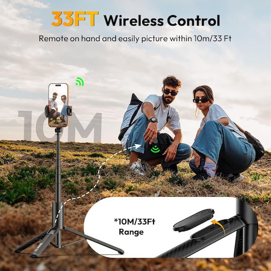Ulanzi SK27 Selfie Stick Τρίποδο Κινητού με Φωτισμό Μαύρο
