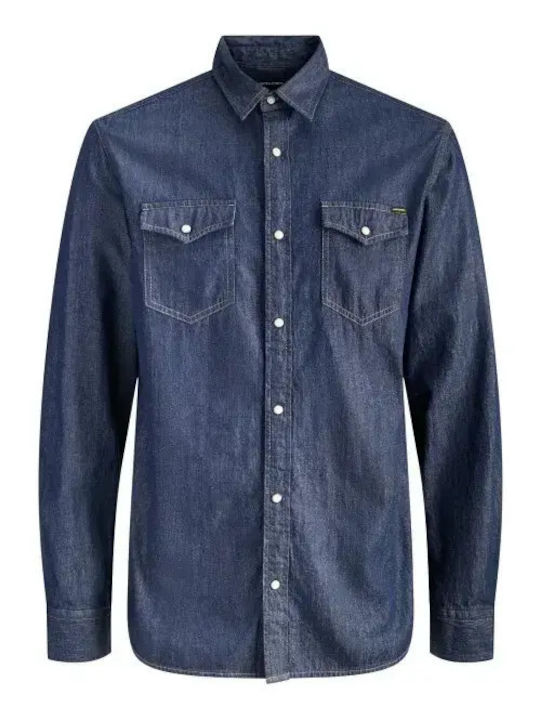 Long-sleeved Denim Shirt Dark Denim