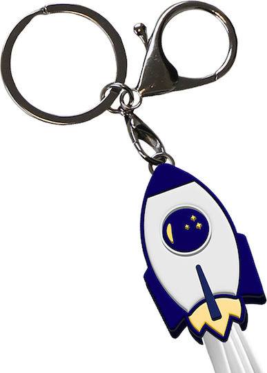 Yello Koko Andy 3 In 1 Usb-c Micro-usb Lightning To Usb-a 3a Rocket Keyring Cable White Blue