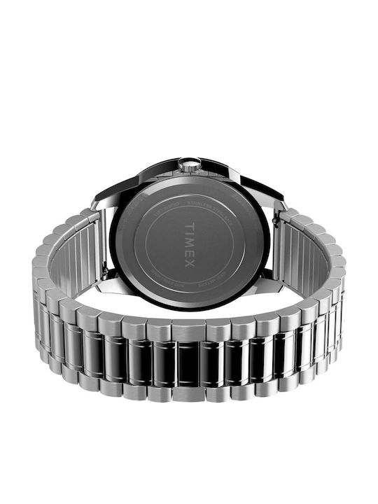 Timex Street Sport Ανδρικό Ρολόι 36mm Μπαταρίας με Ασημί Μεταλλικό Μπρασελέ