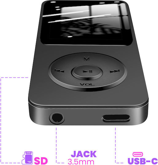 Avizar MP3 Musik Video Player Bluetooth Micro Sd Karten Kompatibel Schwarz