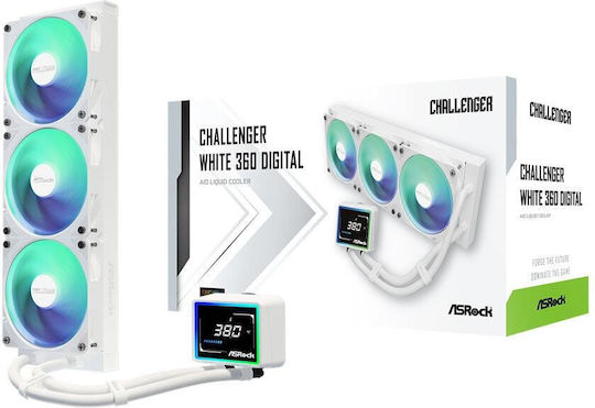 ASRock Challenger 360 Digital Υδρόψυξη AIO CPU με 3 Ανεμιστήρες 120mm και ARGB Φωτισμό Λευκή