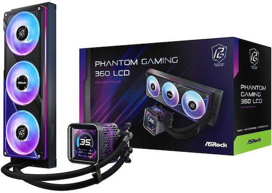 ASRock Phantom Gaming 360 LCD Υδρόψυξη AIO CPU με 3 Ανεμιστήρες 120mm και ARGB Φωτισμό