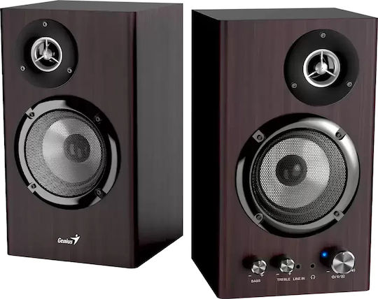 Genius SP-HF1812BT Ηχεία Υπολογιστή 2.0 με Bluetooth και Ισχύ 50W Καφέ