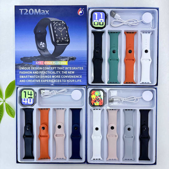 T20 Max 49mm Smartwatch με Παλμογράφο (Μαύρο)