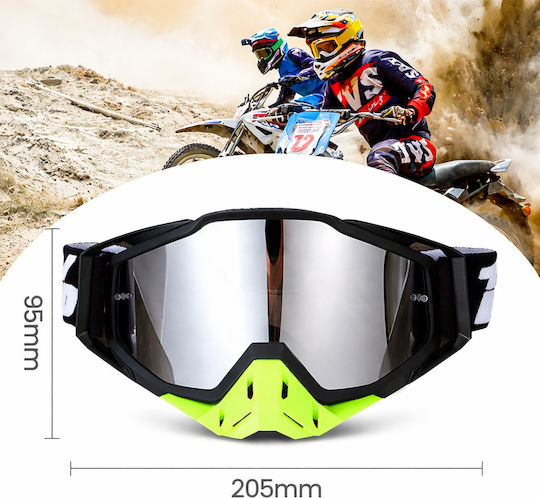Motorrad ATV Enduro Cross Brille Fixato Transparentes Glas Schwarzer Roter Rahmen