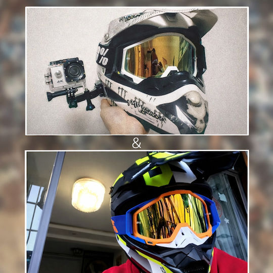 Motorcycle Atv Enduro Cross Goggles Fixato Transparent Lens Blue White Frame