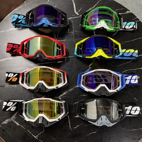 Ochelari De Motocicletă Atv Enduro Cross Fixato Lentilă Aurie Cadru Galben