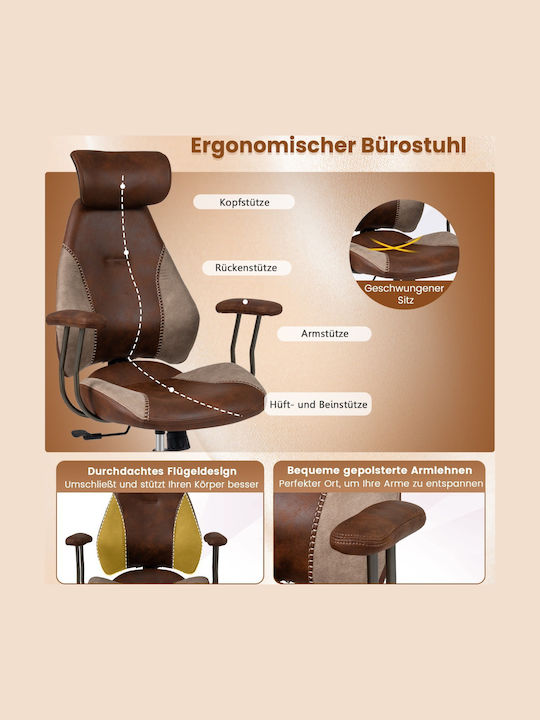 Stuhl Büro mit Verstellbaren Armen Coffee Costway