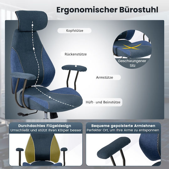 Costway Costway Bürostuhl mit Einstellbaren Arme Blau