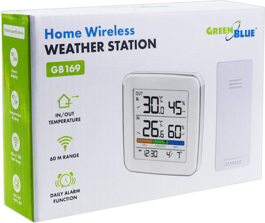 Green Blue GB169 Wireless Digital Tabletop Weather Station White