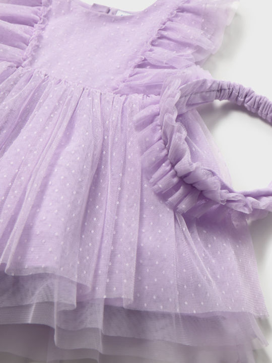 Girls Dress Sleeveless Tulle Purple
