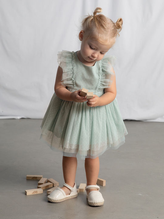 Girls Sleeveless Tulle Dress Green