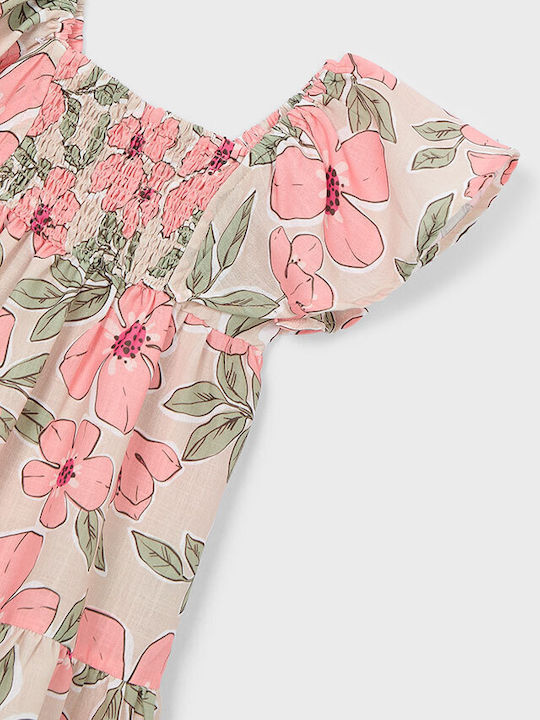 Girls Dress Short Sleeve Linen Orange
