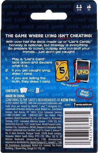 Настолна игра Uno Liars за 2-6 играчи 7+ години (EN) Mattel