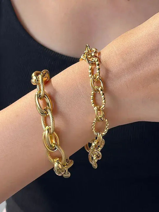 Damen Armband Kette aus Stahl Vergoldet