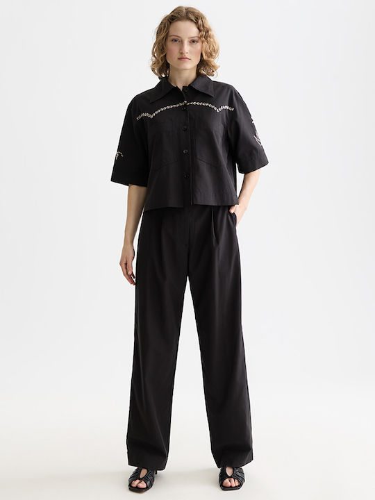 Scotch & Soda Quinn Women's Fabric Trousers Straight Black