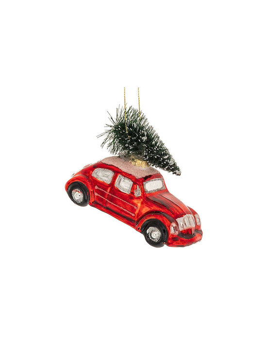 Ornament Mașină Sticlă Roșie 6.5x11cm