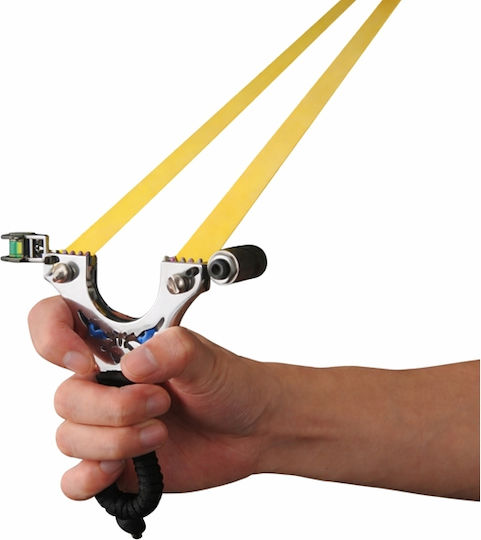 Praștie Metalică de Precizie cu Laser Depox 2 Elastice de Rezervă 12 Cm Negru