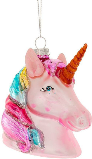 Atârnat Ornament suspendat Unicorn De sticlă Roz 5.5x8buc