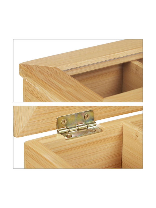 Relaxdays Box for Tea with Lid Wooden Brown 23x9x28cm