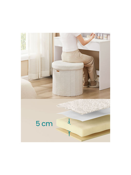 Stool For Living Room With Storage Space Wooden Ecru 47x47x45cm