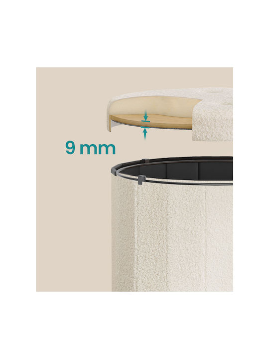 Stool For Living Room With Storage Space Wooden Ecru 47x47x45cm