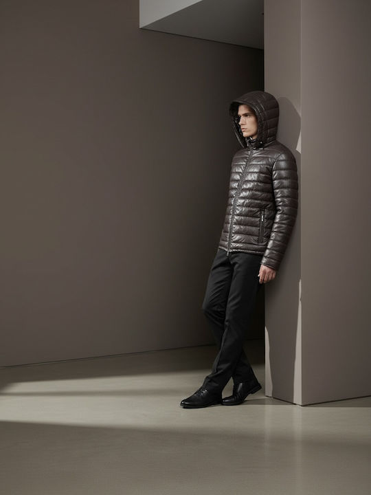 Leather Winter Jacket Dark Brown