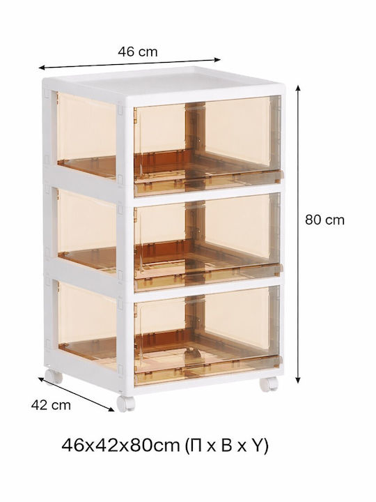 Vesta Plastic Drawer Unit 3 Tiers White 46x42x80cm