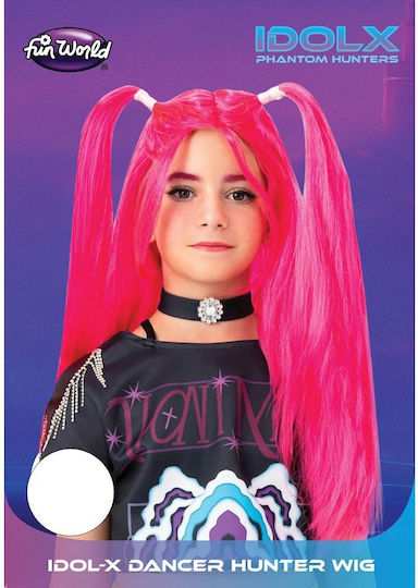 Perucă de Carnaval Copilului cu Codițe Fuchsia pentru Halloween
