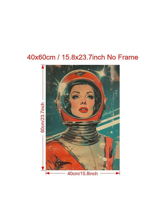 Canvas Print 60×40 Cm Retro Astronaut Without Frame
