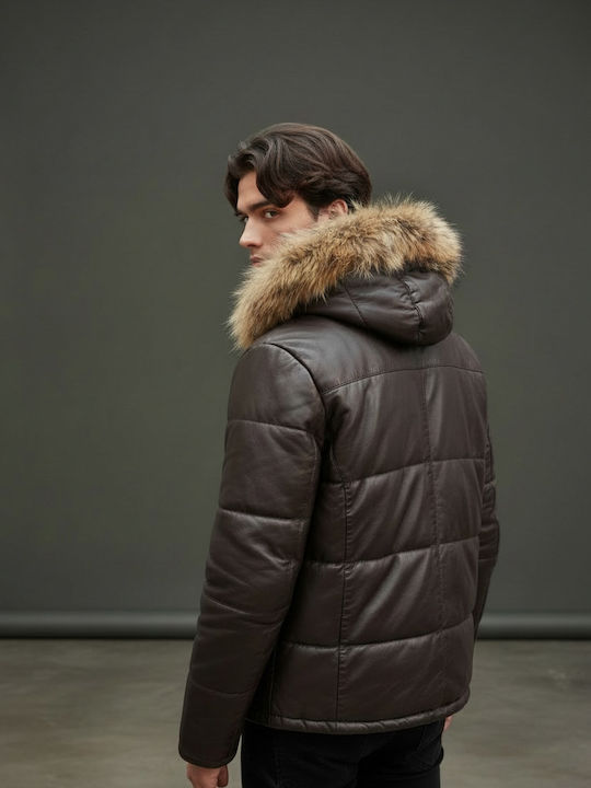 Lederjacke Winter Jacke Dark Brown