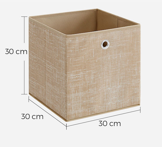 Songmics Fabric Storage Box with Lid Beige 30x30x30cm 6 Pieces