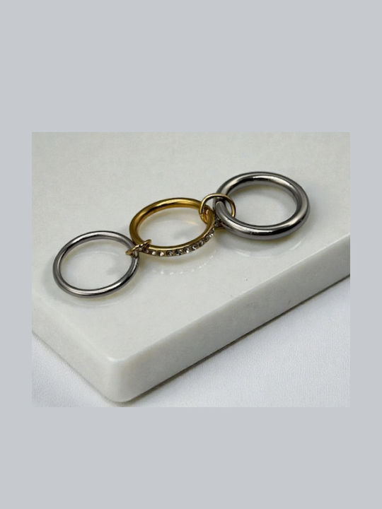 Ring Ehering mit Steinen aus Stahl Vergoldet