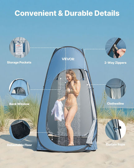 Vevor Σκηνή Camping Pop Up Τουαλέτας Μπλε 3 Εποχών 119.4x119.4x190εκ.