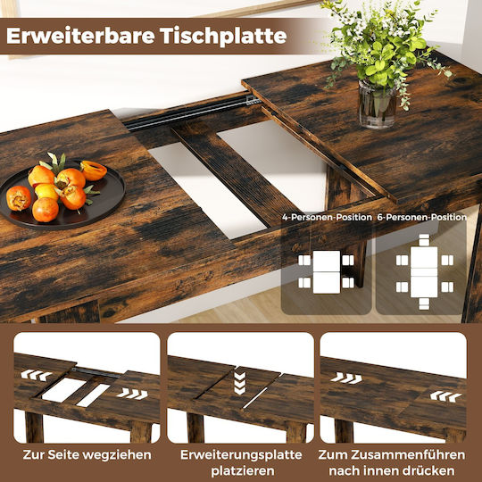 Masă Extensibilă Pentru Bucătărie Metalică Rustic Maro 76(+38)x158x70cm