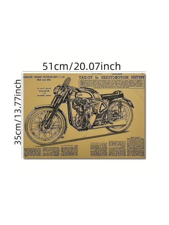 Afiș Vintage Motocicletă 51 × 35 Cm
