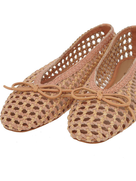 Leather Ballerinas Beige